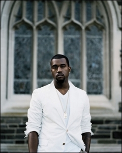 Kanye West's not-so-hip-hop choice of wardrobe is predominantly the preppy look, but his music is decidedly platinum-selling hip-hop. Publicity photo by Sarah Friedman.
